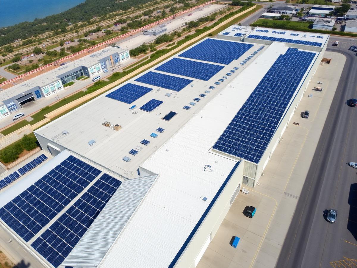 Firemní hala s fotovoltaickou elektrárnou